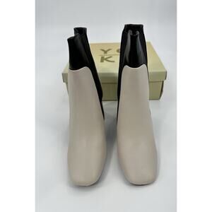 Women’s Yoki Jacklyn Bone Black Block Heel Dress Booties Size 7.5 Two Tone Chic